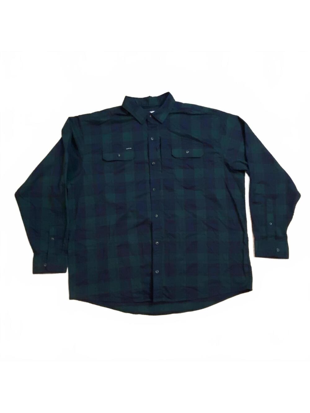 Poncho XXL Regular Fit Blue Green Plaid Button-Up Shirt with Magnetic Pockets